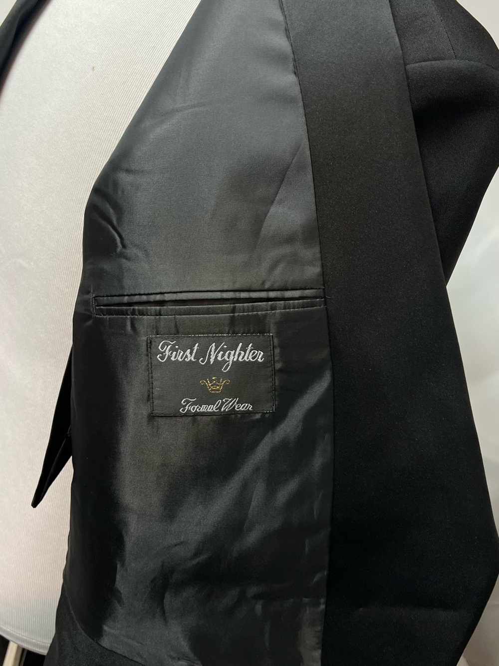 First Nighter Vintage Men's 44R Black Tuxedo Tailcoat Double Breasted Jacket - Picture 5 of 7